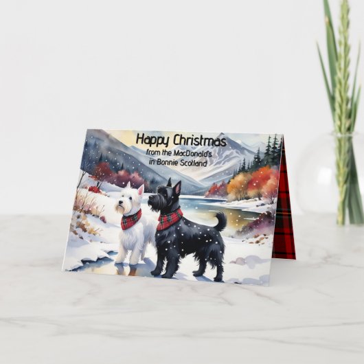 Scottish Christmas Card, Westie, Schottland Karte (Vorderseite)