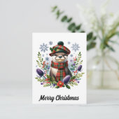 Scottish Christmas Otter Christmas mit Thistle Postkarte (Stehend Vorderseite)
