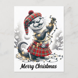 Scottish Christmas Otter Christmas Postkarte