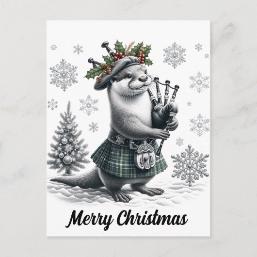 Scottish Christmas Otter Christmas Postkarte (Vorderseite)