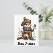 Scottish Christmas Otter Christmas Postkarte (Stehend Vorderseite)
