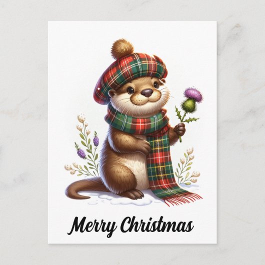 Scottish Christmas Otter Christmas Postkarte (Vorderseite)