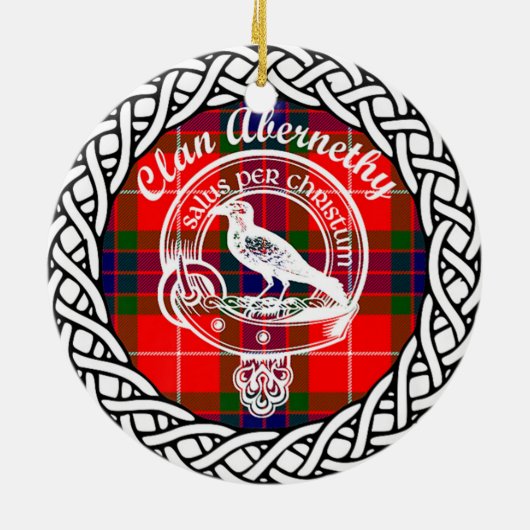 Scottish Clan Abernethy Tartan und Wappen Keramik Ornament (Hinten)