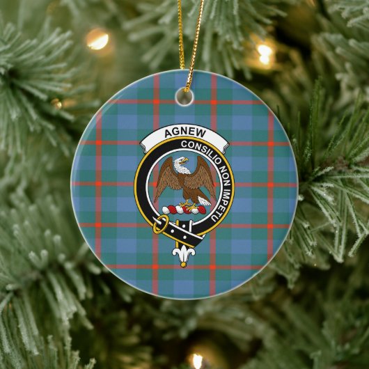 Scottish Clan Agnew Ancient Tartan und Wappen Keramik Ornament (Baum)