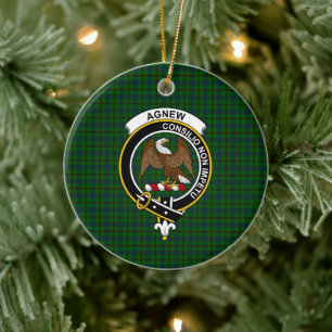 Scottish Clan Agnew Hunting Tartan and Wappen Keramik Ornament