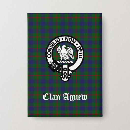 Scottish Clan Agnew Wappen & Tartan Button (Vorderseite)