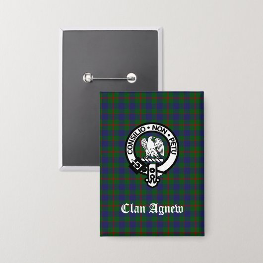 Scottish Clan Agnew Wappen & Tartan Button (Vorderseite/Rückseite)