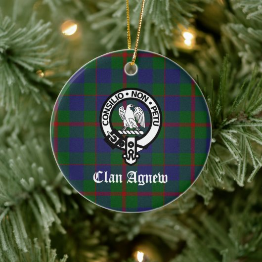 Scottish Clan Agnew Wappen & Tartan Keramik Ornament (Baum)