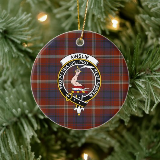 Scottish Clan Ainslie Ancient Tartan und Wappen Keramik Ornament (Baum)