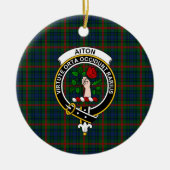 Scottish Clan Aiton Tartan und Wappen Keramik Ornament (Vorne)