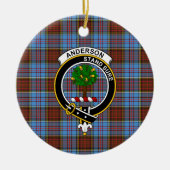 Scottish Clan Anderson Modern Tartan und Wappen Keramik Ornament (Vorne)