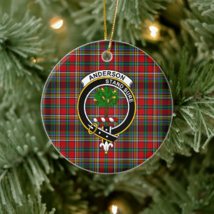 Scottish Clan Anderson of Arbrake Tartan and Wappe Keramik Ornament