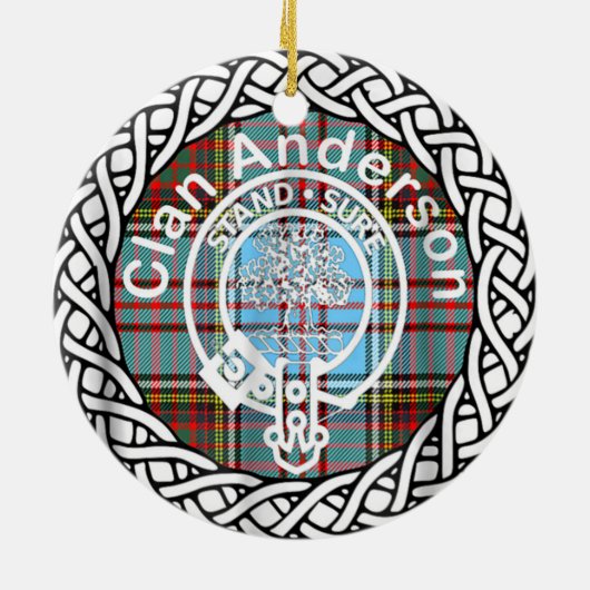 Scottish Clan Anderson Tartan und Wappen Keramik Ornament (Hinten)