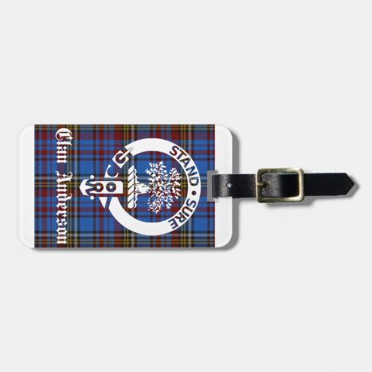Scottish Clan Anderson Wappen & Tartan Gepäckanhänger (Vorderseite horizontal)