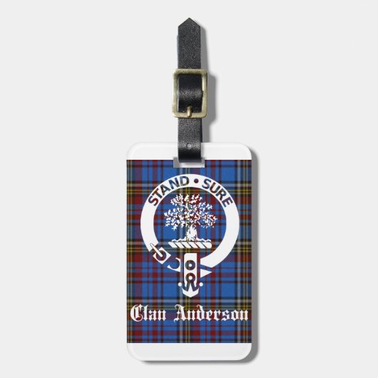 Scottish Clan Anderson Wappen & Tartan Gepäckanhänger (Vorderseite vertikal)