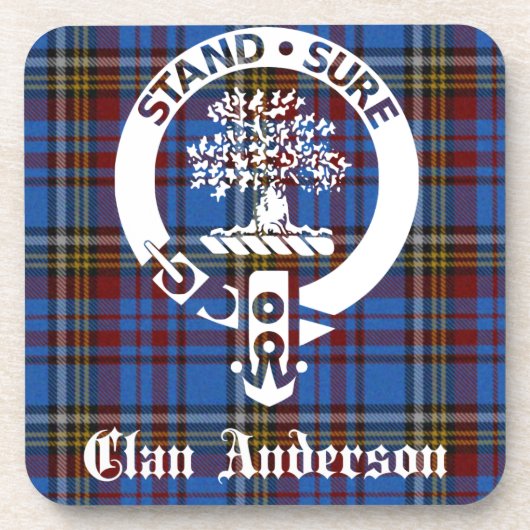 Scottish Clan Anderson Wappen & Tartan Getränkeuntersetzer (Vorderseite)