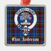 Scottish Clan Anderson Wappen & Tartan Silbernes Ornament (Vorne)