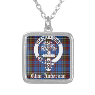 Scottish Clan Anderson Wappen & Tartan Versilberte Kette