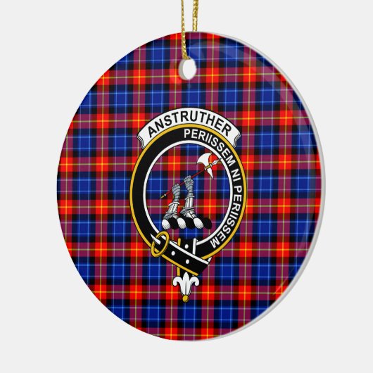 Scottish Clan Anstruther Tartan und Wappen Keramik Ornament (Links)