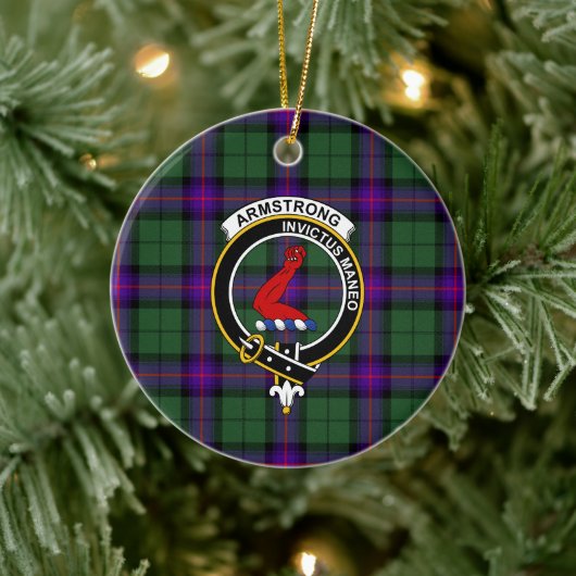 Scottish Clan Armstrong Modernes Tartan und Wappen Keramik Ornament (Baum)