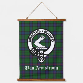 Scottish Clan Armstrong Wappen Abzeichen und Tarta Wandteppich Mit Holzrahmen