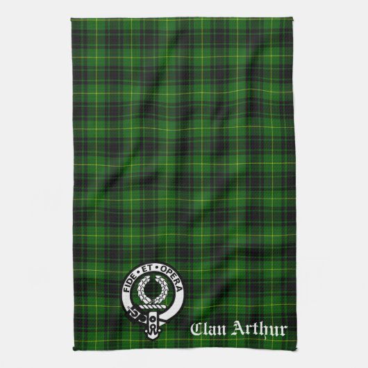 Scottish Clan Arthur / MacArthur Wappen & Tartan Geschirrtuch (Vertikal)