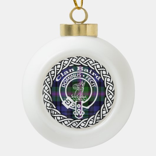 Scottish Clan Baird Tartan und Wappen Keramik Kugel-Ornament (Vorderseite)