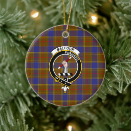 Scottish Clan Balfour Modern Tartan und Wappen Keramik Ornament