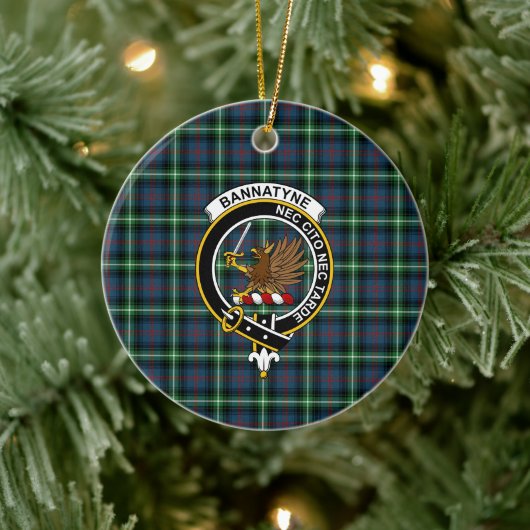 Scottish Clan Bannatyne Tartan und Wappen Keramik Ornament (Baum)