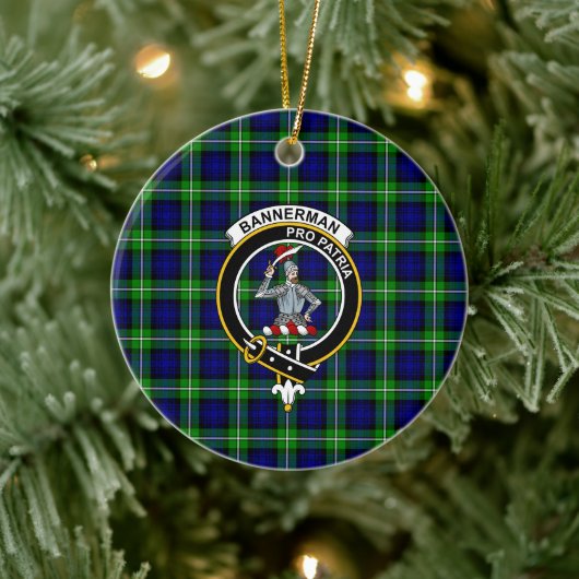 Scottish Clan Bannerman Tartan und Wappen Keramik Ornament (Baum)