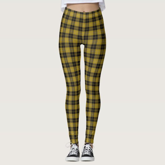 Scottish Clan Barclay Dress Yellow Black Tartan Leggings (Vorderseite)