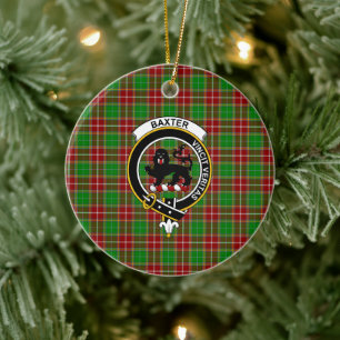 Scottish Clan Baxter Modern Tartan und Wappen Keramik Ornament