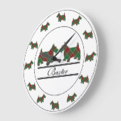 Scottish Clan Baxter Tartan Kariert Scottie Dogs Große Wanduhr (Winkel)