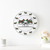Scottish Clan Baxter Tartan Kariert Scottie Dogs Große Wanduhr (Zuhause)