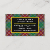 Scottish Clan Baxter Tartan Kariert Visitenkarte (Vorderseite)
