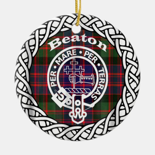 Scottish Clan Beaton Tartan und Wappen Keramik Ornament (Vorne)