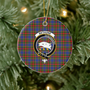 Scottish Clan Bethune Tartan und Wappen Keramik Ornament