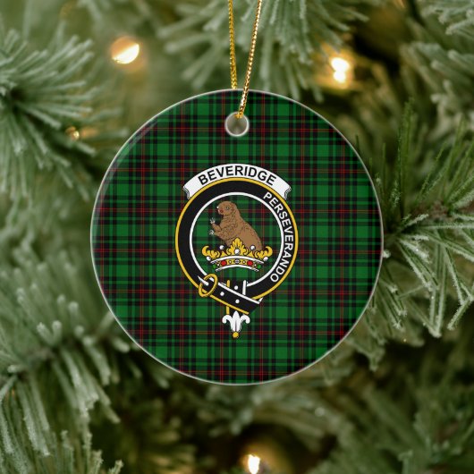 Scottish Clan Beveridge Tartan und Wappen Keramik Ornament (Baum)