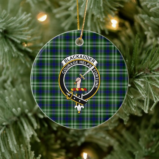 Scottish Clan Blackadder Tartan und Wappen Keramik Ornament (Baum)