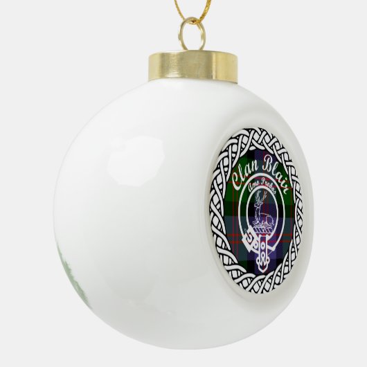 Scottish Clan Blair Tartan und Wappen Keramik Kugel-Ornament (Links)