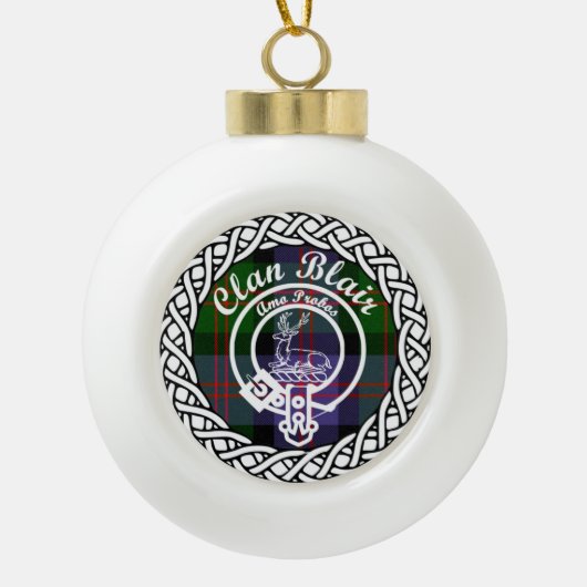 Scottish Clan Blair Tartan und Wappen Keramik Kugel-Ornament (Vorderseite)