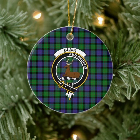 Scottish Clan Blair Tartan und Wappen Keramik Ornament (Baum)