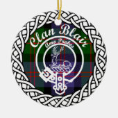 Scottish Clan Blair Tartan und Wappen Keramik Ornament (Vorne)