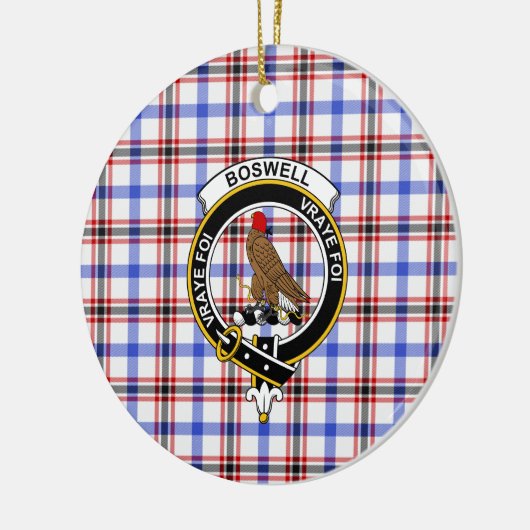 Scottish Clan Boswell Modern Tartan und Wappen Keramik Ornament (Links)