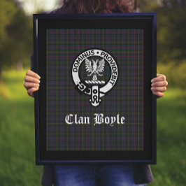 Scottish Clan Boyle Wappen Abzeichen & Tartan Poster