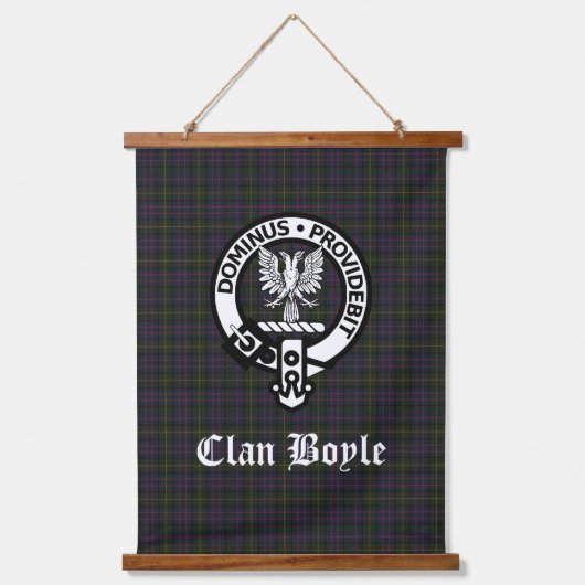Scottish Clan Boyle Wappen Abzeichen & Tartan Wandteppich Mit Holzrahmen (Vorderseite)