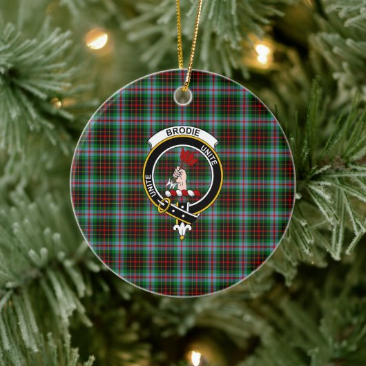 Scottish Clan Brodie Tartan und Wappen Keramik Ornament (Baum)
