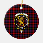 Scottish Clan Broun Modern Tartan und Wappen Keramik Ornament (Vorne)