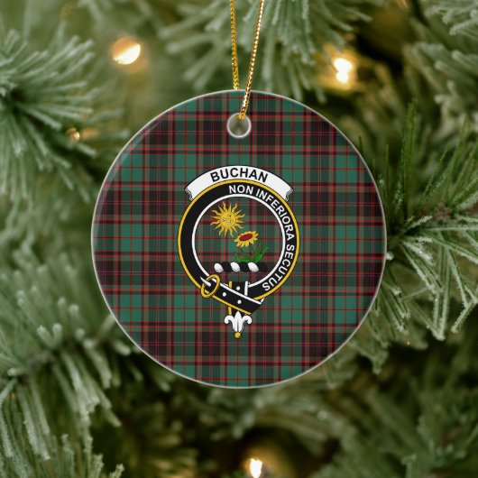 Scottish Clan Buchan Ancient Tartan und Wappen Keramik Ornament (Baum)