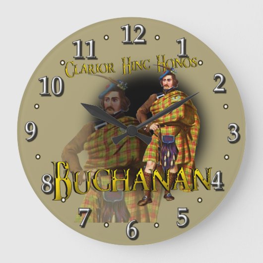 Scottish Clan Buchanan Tartan Große Wanduhr (Vorderseite)